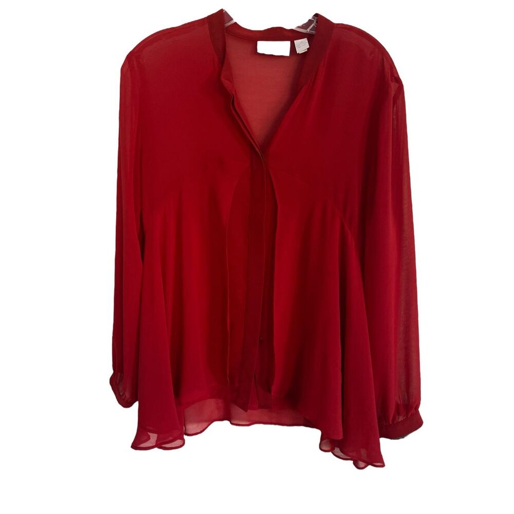 Chico’s Red Layered Button Up Blouse Sz L
